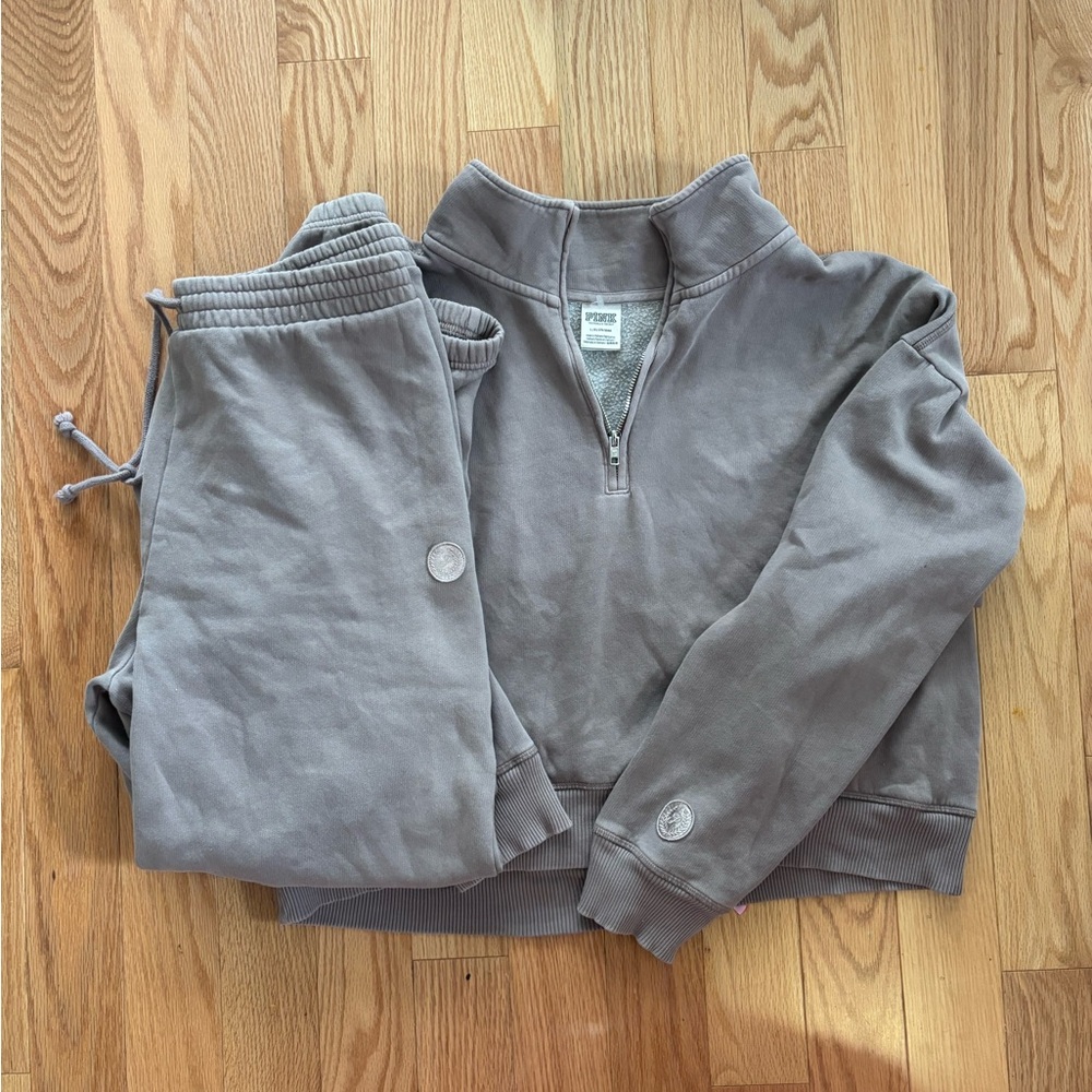 PINK Victoria's Secret Gray Sweatshirt & Joggers Set - Picture 6 of 8